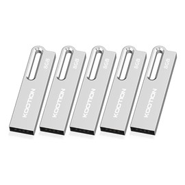 KOOTION USB Sticks 8 GB Pack of 5 Memory Sticks USB Metal Memory Stick USB 2.0 Data Sticks Set Flash Drives USB Flash Drives Pack of 5 8G USB Stick Colourful 5 Pieces Thumb Drives 8 GB Silver