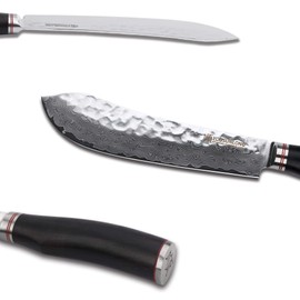 YOUSUNLONG Breaking Knife Bull Nose Butcher Knife 8" Japanese 67 Layers Hammered Damascus Steel with Natural Leadwood Handle