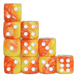 StarMall 10-Pack 16mm D6 Polyhedral Dice Set 6-sided Acrylic Die for RPG MTG DND Dice Table Board Games (Yellow-Orange)