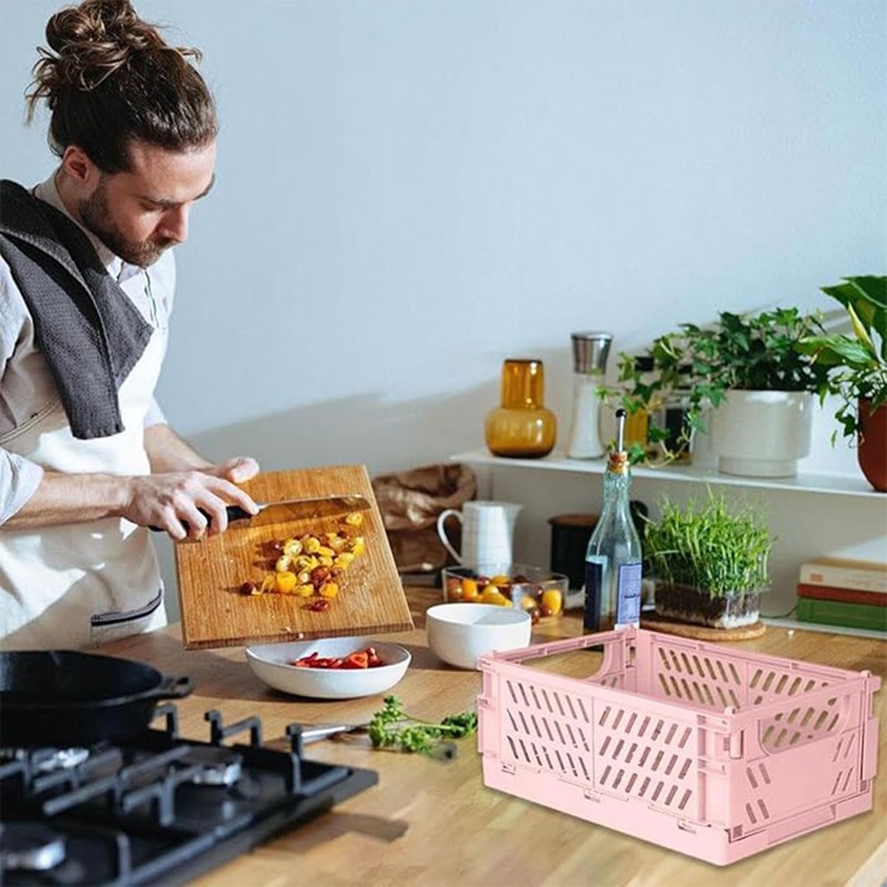 AIMALL 4PCS Foldable Desktop Storage Box, Stackable Small Plastic Organizer