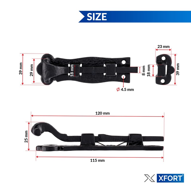 XFORT Smithy's Range 2 Pack 120mm Black Antique Straight Bolts,