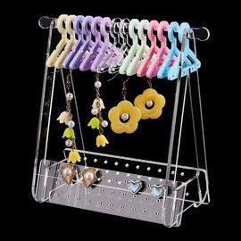 PH PandaHall 116 Holes Earring Stand Earring Hanger Rack Acrylic Earring Hanger Rack with Colorful Hangers Earring Hanging Organizer for Selling Woman Earring Ear Stud Merchant Show