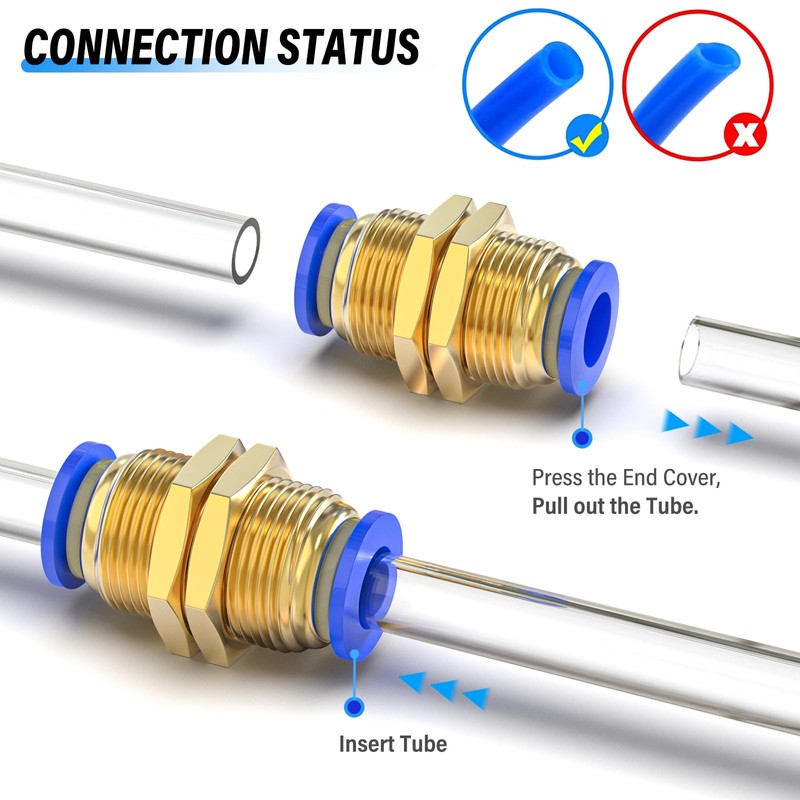 TAILONZ PNEUMATIC Straight Through Baffle Quick Insertion Trachea Connector (PM6)