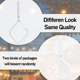 10PCS Ceiling Hooks - Heavy Duty Wall Hooks for Hanging Lights, Plants, & More - White Metal Screw-in Hooks for Garage, Siding, & Christmas Lights