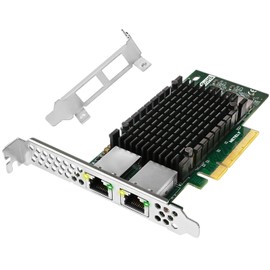 NETELY PCIE X8 to 2X 10GbE NIC Card, 2X 10Gbps RJ45 Ports, PCIE X8 Lane, Intel X540-AT2 Converged Ethernet Controller, 10GbE PCIE Network Adapter for Windows and Linux Desktop PCs (X540T2)