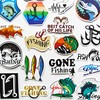 Calcomanías genéricas de pesca con mosca para barcos, pescado, bagre,