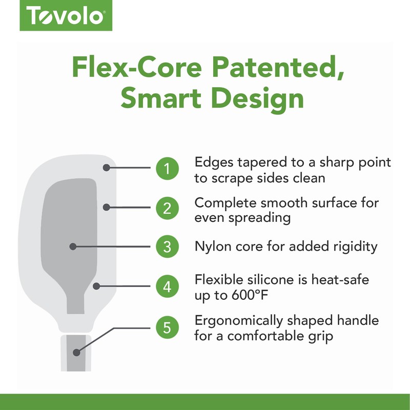 Tovolo Silicone Spatula Wooden Handle for Cooking Baking Mixing, Heat