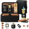 Travel Cigar Humidor Set, 2-Layer Design & CedarWood Lined, with