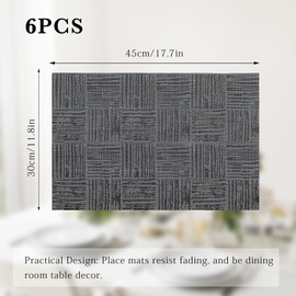 PVC Placemats Set,Washable Placemats Set of 6,Heat Resistant Placemats,Vinyl Placemats,Table Mat,Coasters for Table Decor,Vinyl Placemats Wipeable for Kitchen Dining Table,Festivals,Party,Tea Parties