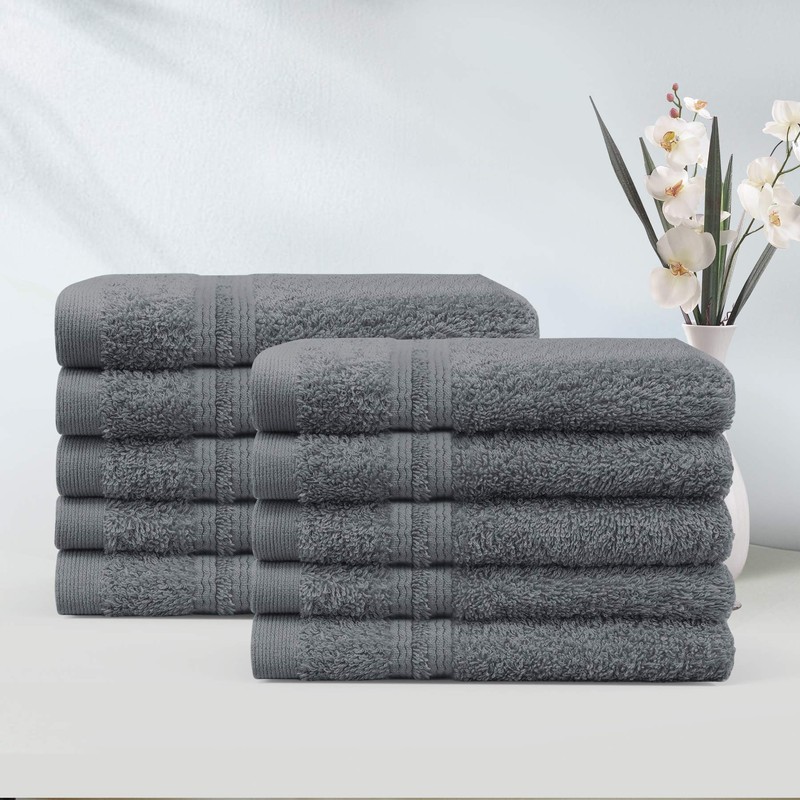 LINENOVA 100% Cotton Face Washer Towel (10 Pack) - Ultra-Soft,