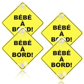 JAWUZ 4 Stück Baby on board aufkleber auto, Baby an Bord Auto Warnschilder mit 2 Saugnäpfen