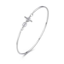 MEDWISE Womens Cross Bangle Bracelet 925 Sterling Silver Infinity Cross Bracelet Fashion Layer Bracelets Christian Religious Bracelet Jewelry Gifts