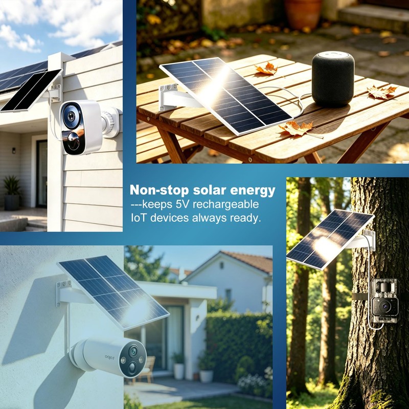 AQUZO 6W Solar Panel Charger for Outdoor Security Camera