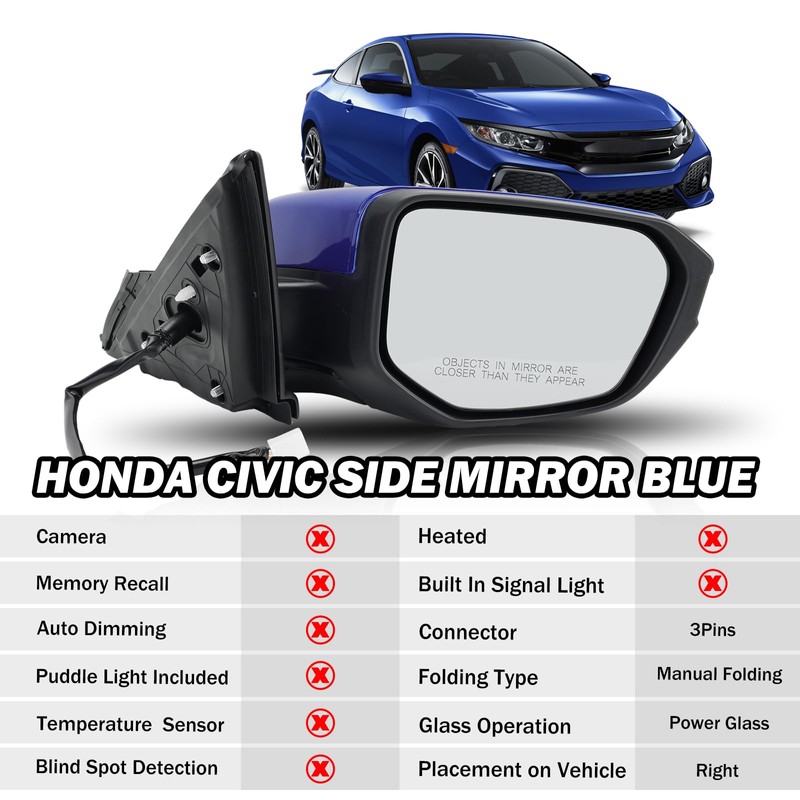 MOFOAP Passenger Side Door Mirror For 2016 2017 2018 2019