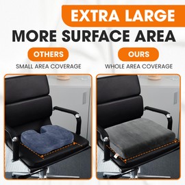 Cheer Collection Extra Large Seat Cushion | Memory Foam Comfort Pad for Prolonged Sitting with Removable Washable Cover