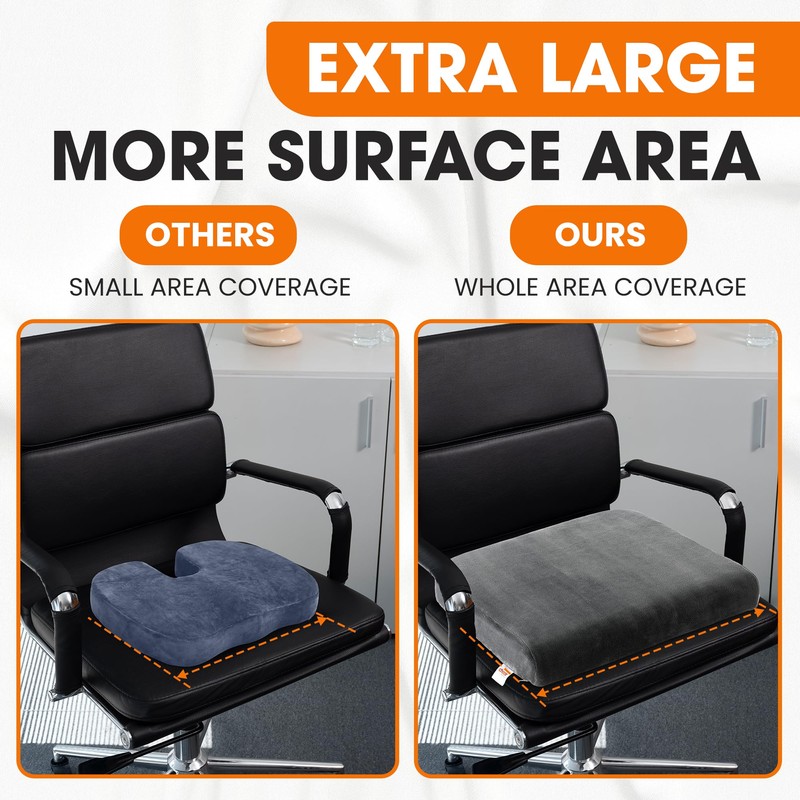 Cheer Collection Extra Large Seat Cushion | Memory Foam Comfort