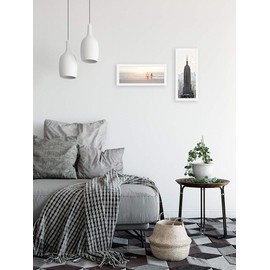 pf+a REAL GLASS White Panoramic Picture Frame For 12x5 Photo - Oxford White 12x5 Photo Frame/Frame For 12x5 Photo