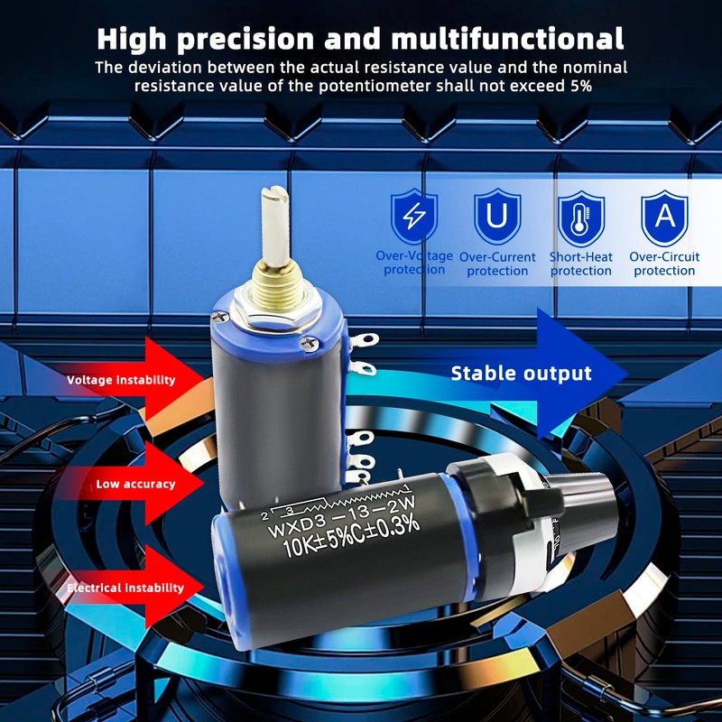 DaFuRui WXD3-13-2W Rotary Potentiometer,4PCS 10K Ohm Variable Speed Drive Potentiometer
