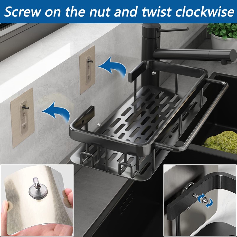 FOXWHALE Sink Organiser for Kitchen Drilling Kitchen Caddy Holder Shelf