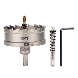 CENYB Tungsten Carbide Hole Saw with 2 Titanium Coated Pilot Drill Bits for Metal, Steel, Iron, Wood, Plastic 84mm