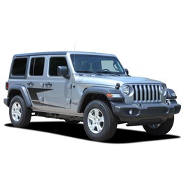 Original Advance : Compatible with 2007-2025 Jeep Wrangler Side Door Fender Vinyl Graphics Decals Stripes (Fits as Shown) (22WP Matte Deep Black – Dry Install)