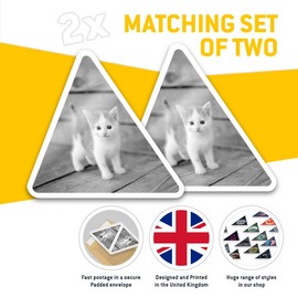2 x Triangle Stickers 7.5cm - BW - Cute Ginger Kitten Cat Baby Fun Decals for Laptops,Tablets,Luggage,Scrap Booking,Fridges #36761