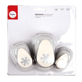Rayher Paper Craft Punch Set with Snowflake Design, 3 Lever Punches for Card Making and Scrapbooking, 1.6cm, 2.54cm, 3.81cm, 69181000