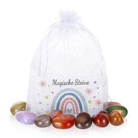 GooDengFull Set of 15 Colourful Lucky Stones for Children Party Bag Lucky Stone 2-3 cm Lucky Charm Children's Birthday Party with Rainbow Greeting Cards Party Bag Children's Birthday Cougars Birthday
