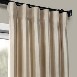 HPD Half Price Drapes PTCH-BO130907-84 Blackout Faux Silk Taffeta Curtain (1 Panel), 50 in x 84 in, Antique Beige