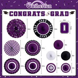 2025 Graduation Party Supplies Kit - Purple -Themed Decorations with Congrats Grad Banner, Graduation Paper Fan for Graduation Party Decorations