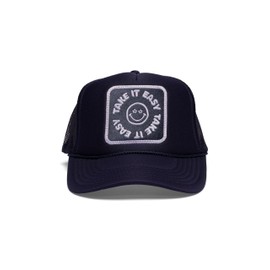 Friday Feelin' Take it Easy Navy Trucker Hat Women - Adjustable Womens Baseball Caps, Mesh Snapback - Comfortable Womens Trucker Hat