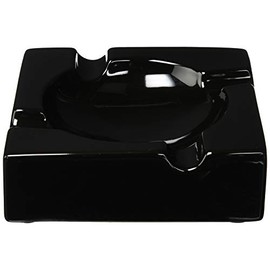 8" HankStar Large Black Ceramic Cigar Ashtray for Patio/Outdoor Use (4 Cigar Rest)