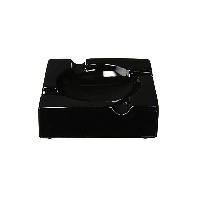 8" HankStar Large Black Ceramic Cigar Ashtray for Patio/Outdoor Use