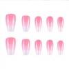 Medium Coffin Press on Nails Cute Pink Gradient Fake Nails