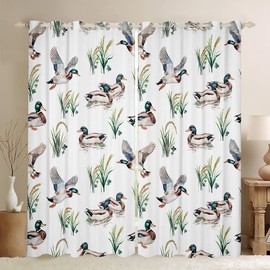 Feelyou - Cortinas de ventana de pato Mallard para recámara, 38 pulgadas de ancho x 54 pulgadas, 2 paneles para niños, adolescentes, niños y niñas, cortinas de ventana de caza de animales salvajes