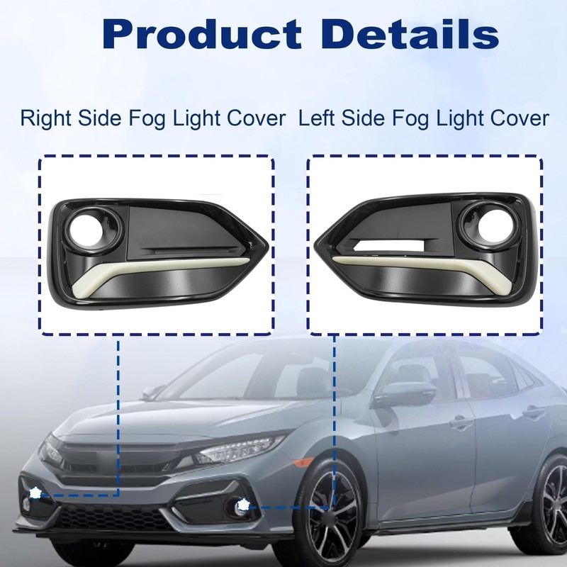 GXARTS 2PCS Black Left and Right Side Front Bumper Fog