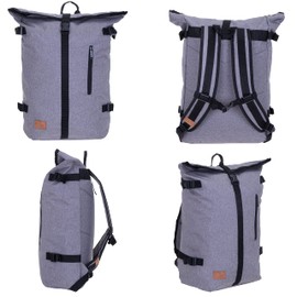 New Rebel Courier A4 Roll Up Messenger Backpack + Bottle, gray