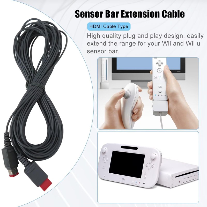 KOGUNXU Sensor Bar Extension Cable 30ft for Wii & Wii