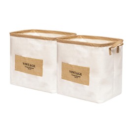 LUFOFOX 2-Pack Storage Baskets for Organizing,Large Laundry Baskets,Decorative Baskets for Clothes Storage Organizer,Fabric Baskets for Kids Toy Storage,White,16.1"*12.2"*15.8"(X-Large)