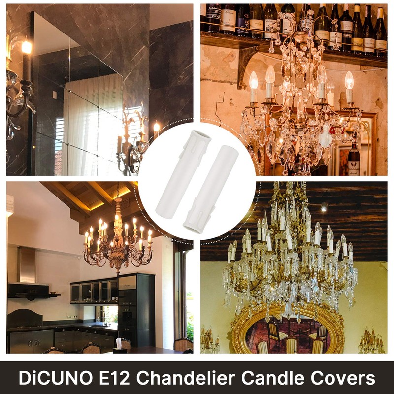DiCUNO E12 Candle Socket Covers, 4 Inch Candelabra Base, Plastic
