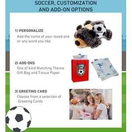 DolliBu Lying Black Bear Stuffed Animal with Soccer Ball Plush - Soft Plush Huggable Bear, Adorable Playtime Plush Toy Cute Wildlife Gift for Kids and Adults – 9 Inches