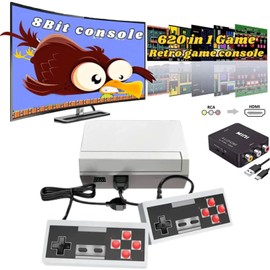 Retro Game Console with 600 Video Games,Classic Mini Game System with Wired Controller,HDMI and AV Output Plug and Play,Retro Toys Gifts Choice for Children and Adults. (Grey)