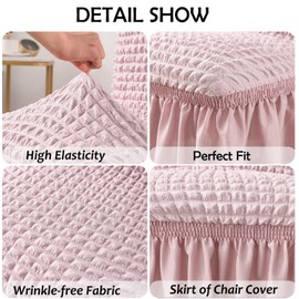 Fhberni Elastic Dining Chair Covers 6 Pack - Stretch Washable Chair Slipcovers with Skirt Universal Fit for Home, Party for Kitchen, Holiday Decor (Mauve, 6 Pack)