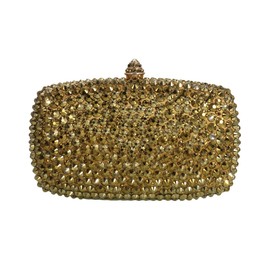 DEBIMY Women Shining Rhinestone Evening Bag Glitter Diamond Clutch Purse Bridal Handbag Shoulder Crossbody Bag for Prom Party, Gold
