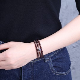 COAI Ladies Garnet and Labradorite Wrap Bracelet, Garnet, Garnet