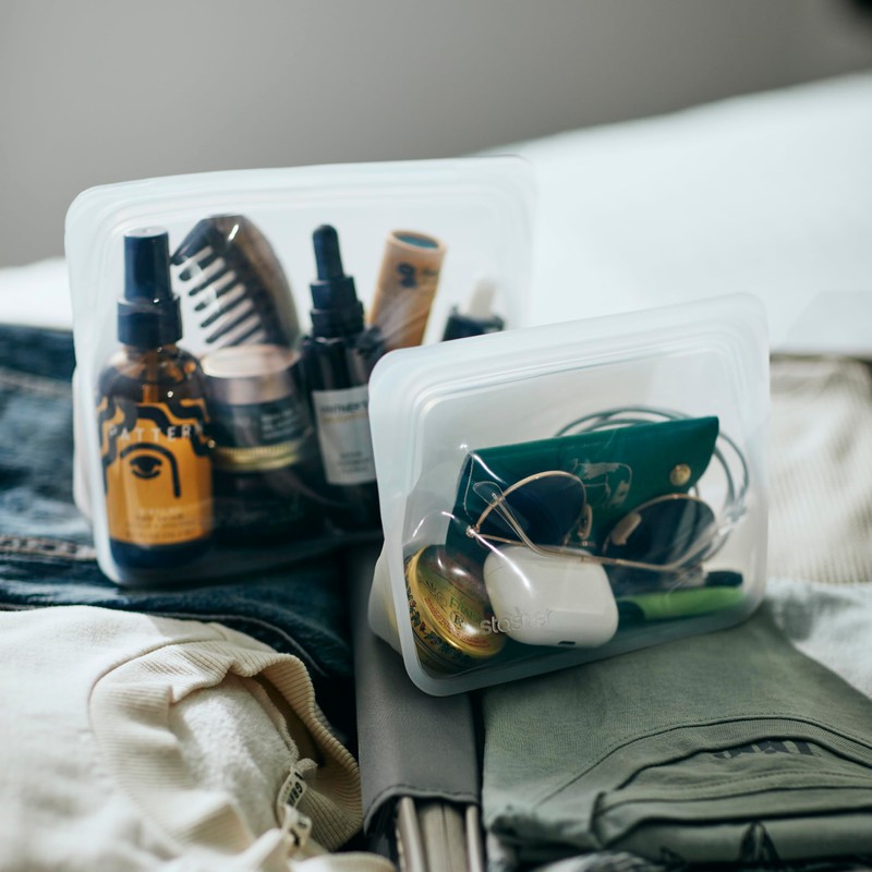 Stasher Premium Silicone Reusable Food Storage Stand-Up Mini Bag, Clear,