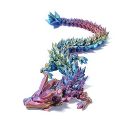 PETBSNVB Three Color 12" 3D Printed Dragon, Articulated Dragon, Crystal Dragon, Dragon Fidget toy, Home Office Decor Executive Desk Toy (Yellow Head)