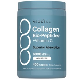 NeoCell Grass Fed Collagen Peptides | 400 Caplets | Types I & III Bio-Peptides | with Vitamin C | Superior Absorption Formula | for Women and Men