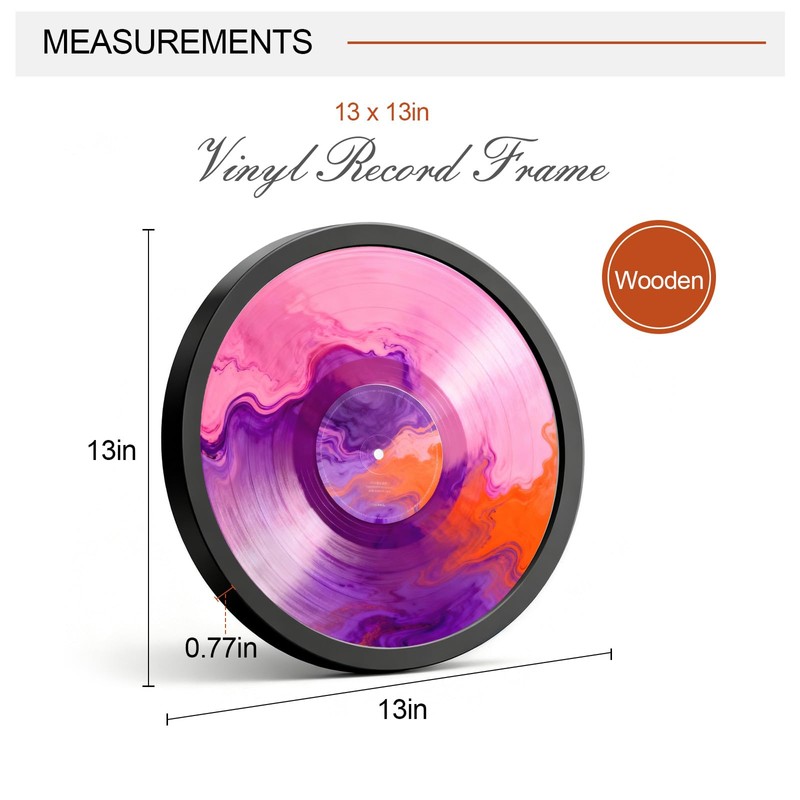 Allenkwok 12-Inch Vinyl Record Display Frame, 13x13 MDF Wood Frame