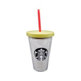 Starbucks Acrylic Cold Cup with Logo & Rim,16 oz with Straw (Grey)